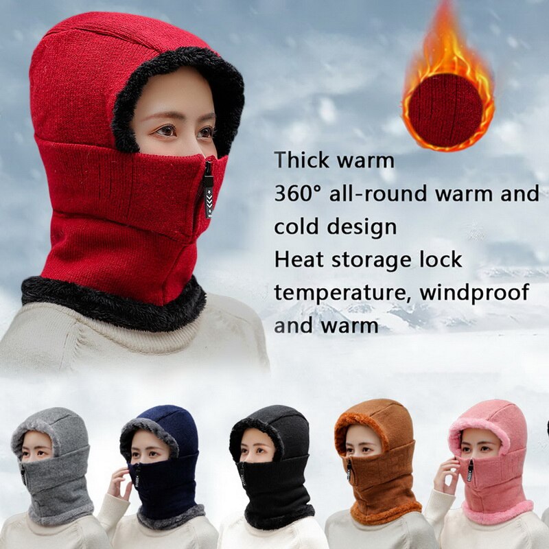 Dames winter warme wollen muts met fluweel dames warme wollen muts met bib masker en oorbescherming stofdichte fietsmutsen