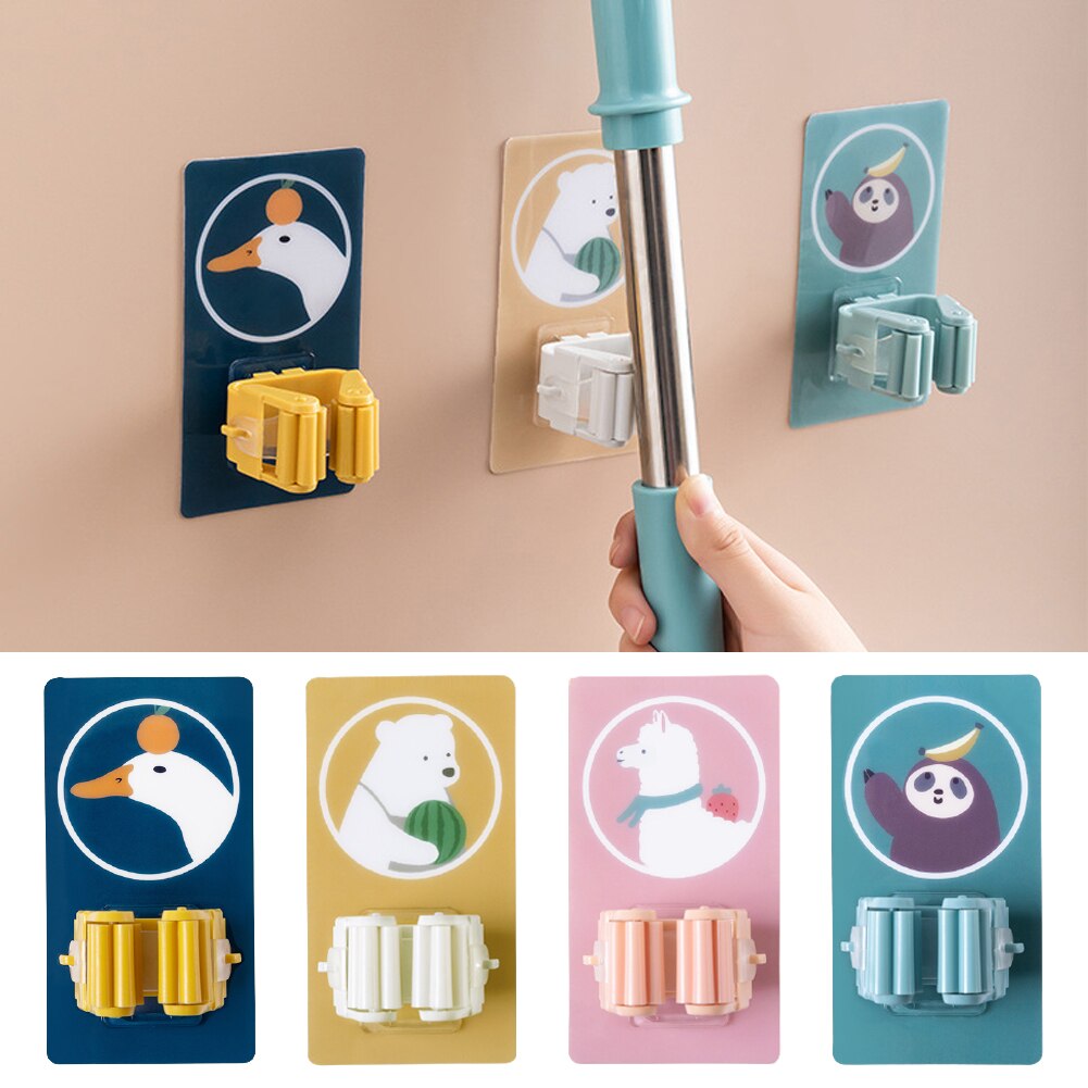 Nordic Mop Clip Haak Multifunctionele Zelfklevende Keuken Plank Opslag Borstel Bezem Hanger Gratis Ponsen Huishoudelijke Badkamer Tool