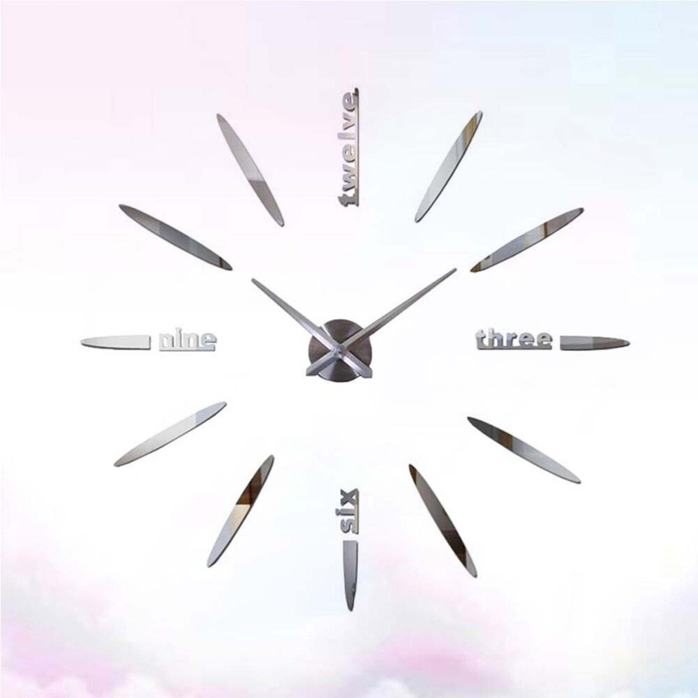 3D Three-dimensional Wall Clock Acrylic Mirror Surface Wall Clock Brief Wall Clock DIY Wall Clock Home Accessor: Silver