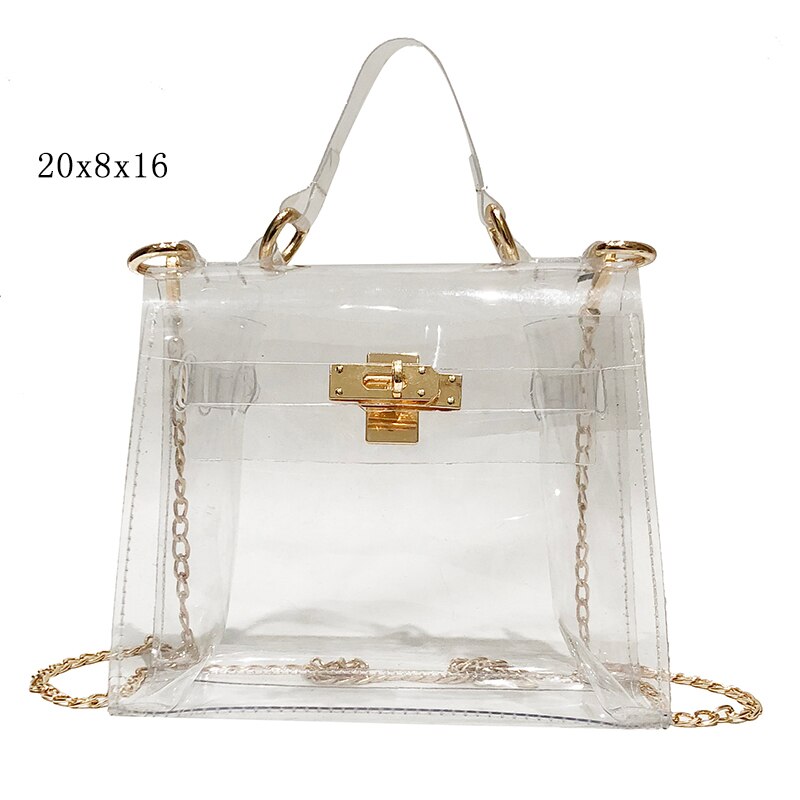 HOCODO Neue PVC transparent Frauen Kupplung Tasche Durchsichtig Handtaschen Abend Tasche Handtasche Kette Schulter Tasche Umhängetasche: klar Schulter Taschen
