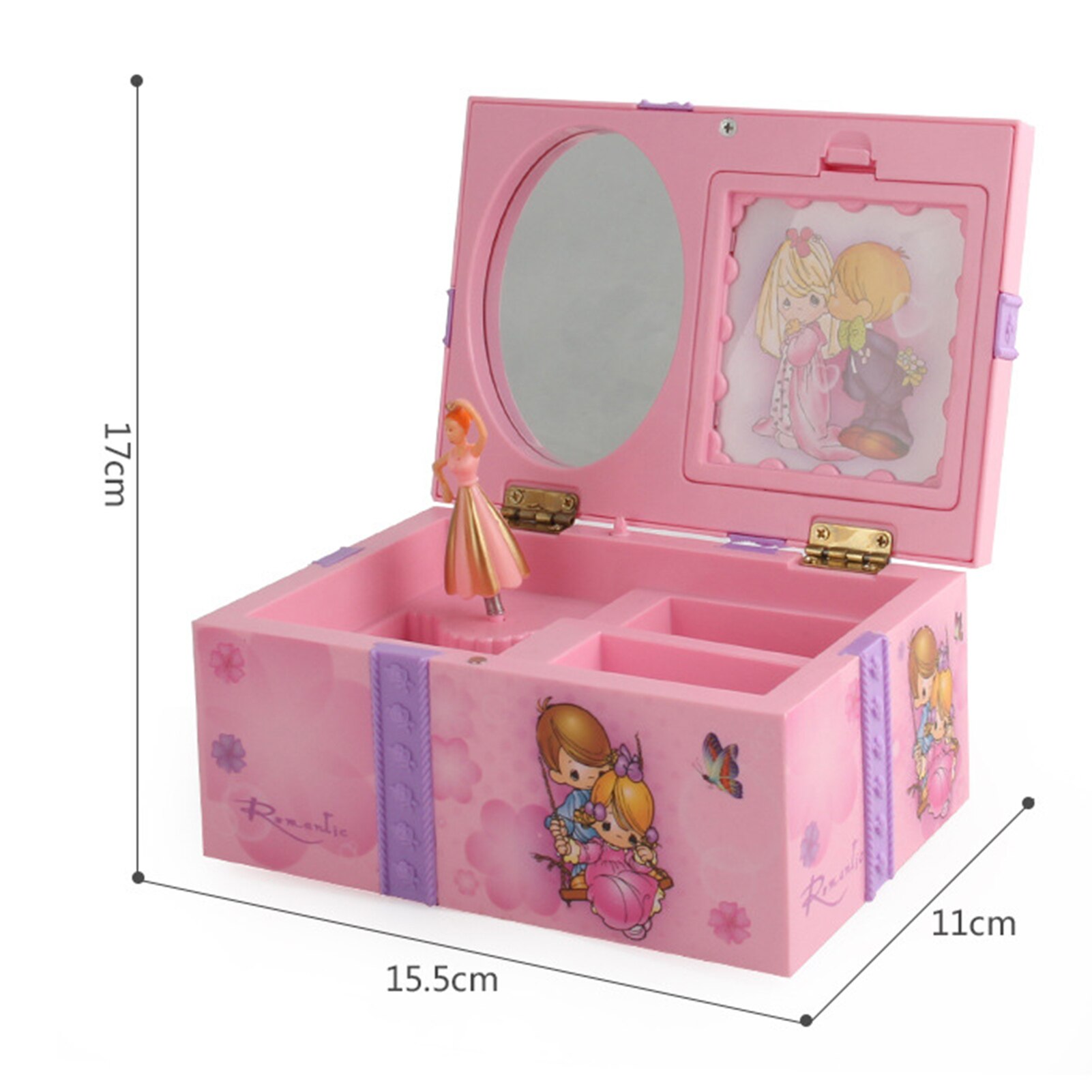 Dansen Meisje Muziekdoos Ornament Sieraden Organizer Met Make-Up Spiegel