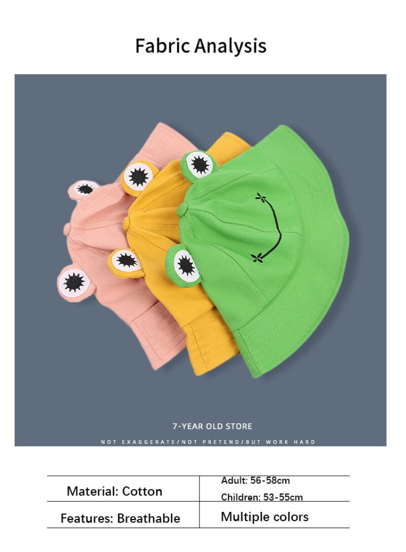 Adult Women Children Sunscreen Summer Outdoor Hat Cute Frog Letter fisherman hat Women Cover Fisherman Cap Hat