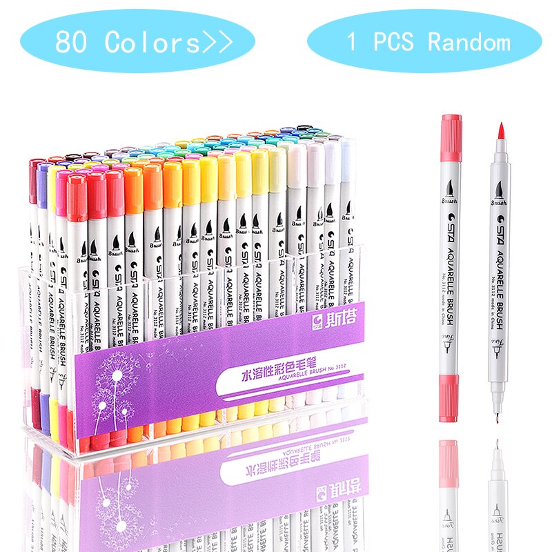 80 cores opcionais combinando marcadores de arte caneta escova esboço álcool baseado marcadores cabeça dupla manga desenho canetas arte suprimentos: option 1