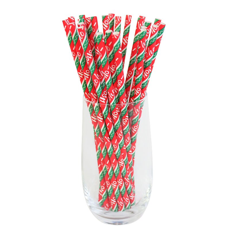 25 st / parti julserie engångs dricksrör kraftpapper halm för bröllop julår festartiklar navidad: S03