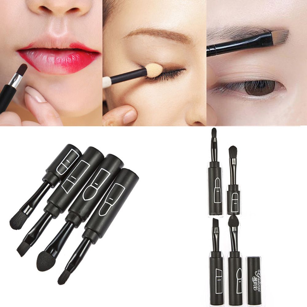 4 In 1 Professionele Make-Up Kwasten Set Shadow Borstel Lip Borstel Angled Brow Brush Smudger Vrouwen Make-Up Borstel Set