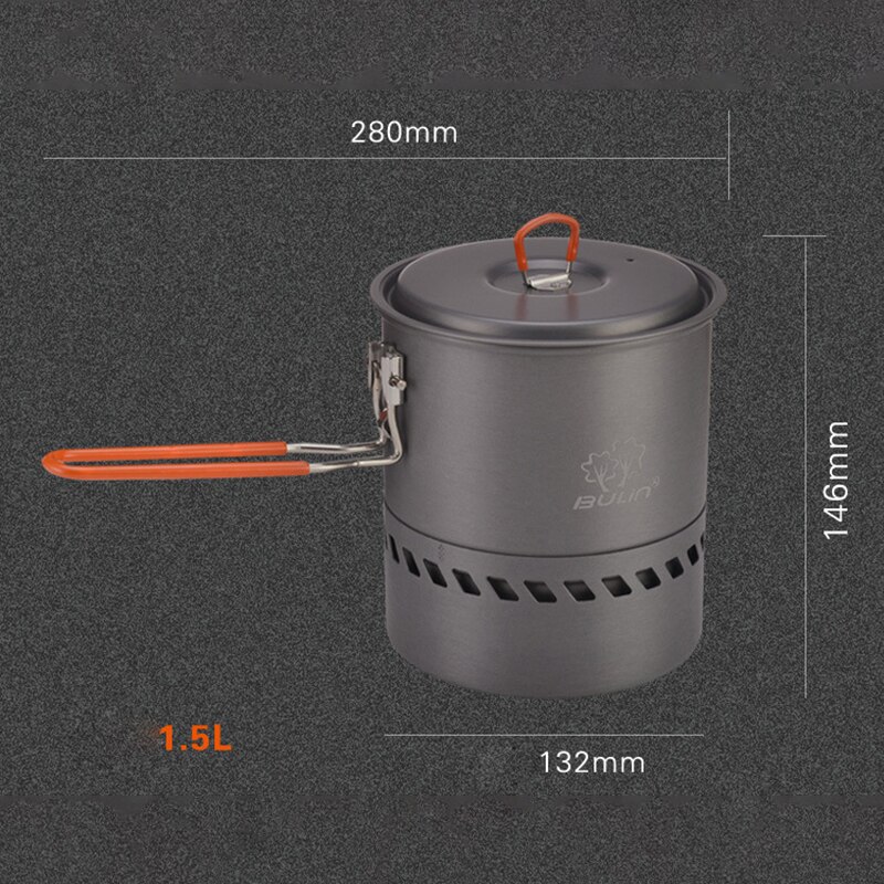 Bulin 1.5L Draagbare Outdoor Snelle-Verwarming Pot Gebruiksvoorwerp Camping Reizen Draagbare Kookpot Lichtgewicht