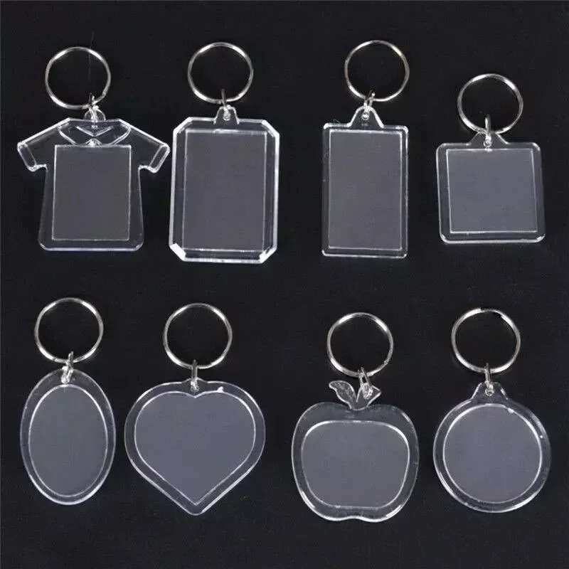 Porte-clés cadre Photo en acrylique transparent, 5 à 100 pièces, insertion de Photo, rectangulaire vierge pour Photos Double face, fournitures de travaux manuels