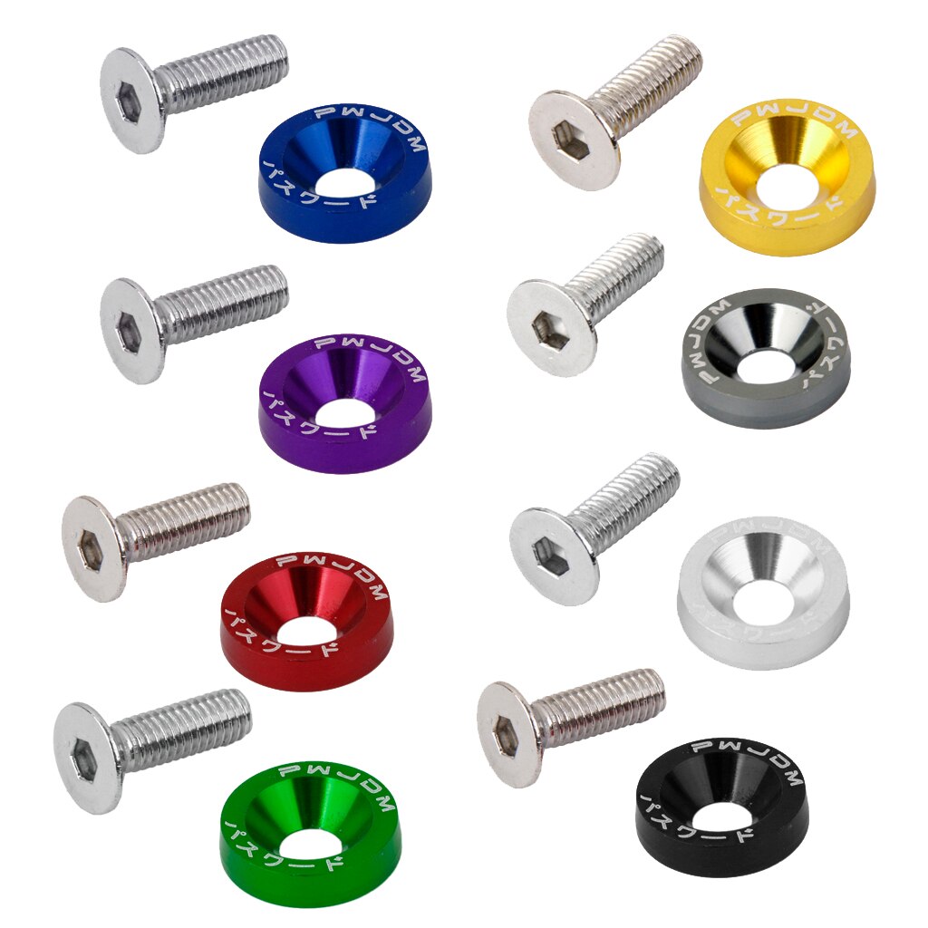 10x Universal Bumpers Fender Washers Kit M6 Bolt Schroef Motor Aluminium 8 Kleuren