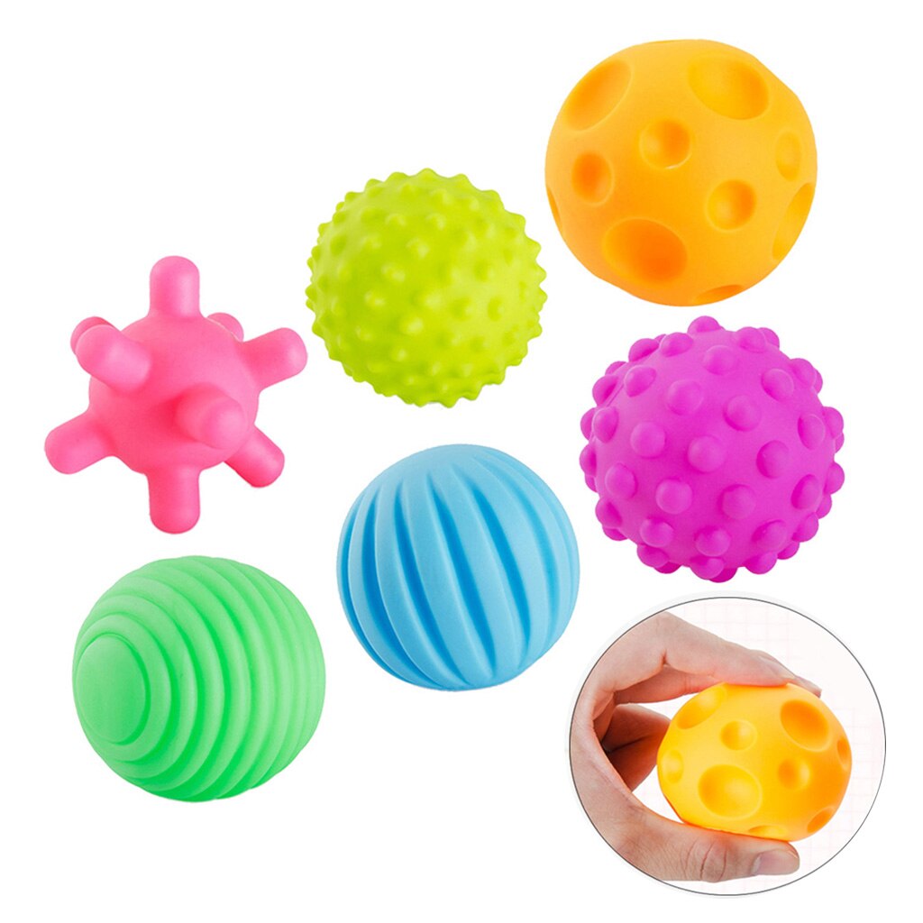6 stk børn børn spædbørn teksturerede multi bolde farverige gribe færdigheder sensorisk baby berøring hånd spædbarn sansebolde legetøj