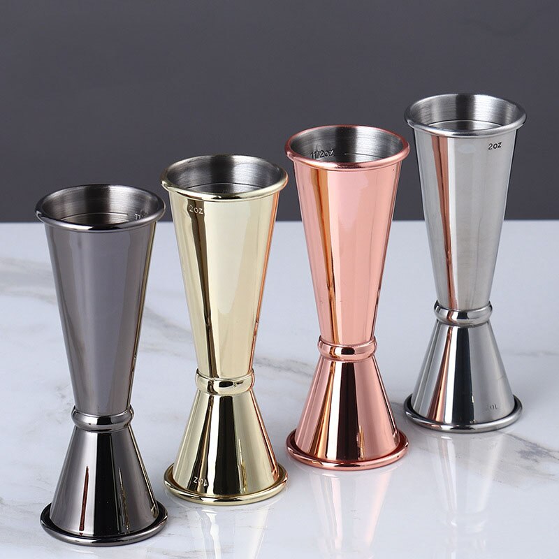 Jigger-Barra de cóctel de acero inoxidable, vaso medidor de doble espíritu para Bar en casa, herramienta de Bar de