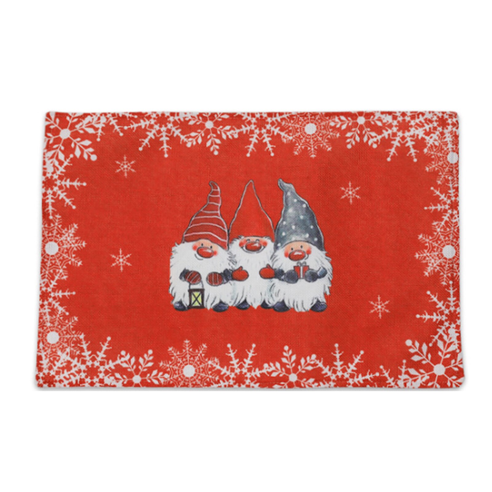 Kerst Placemats, Antislip Hittebestendig Placemats Met Lachend Gnome Print Voor Eetkamer Decoratie: Rood