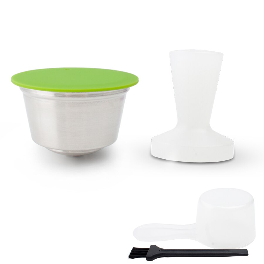 Tasse réutilisable réutilisable de Capsule de café d'acier inoxydable de goutteur de filtre de café adaptée à la Capsule de café de cafetière de Dolce Gusto: 1pod 1 PP tamper