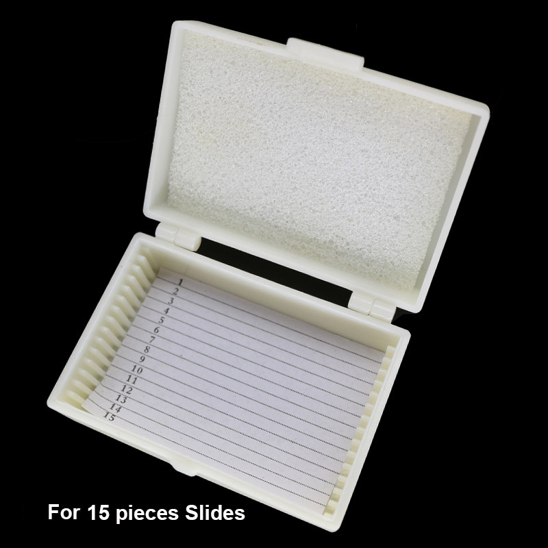 Caja deslizante para microscopio, armario de baldas, caja de rodajas patológicas para almacenamiento de 10, 25, 50 o 100 piezas: for 15 pieces Slides