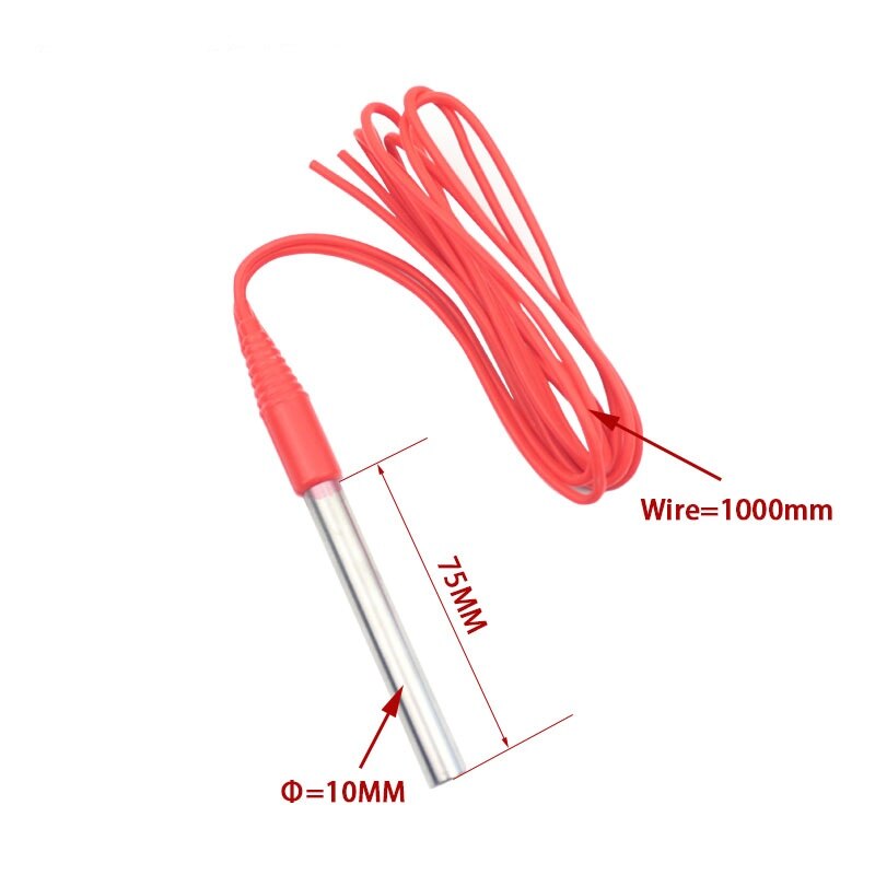 12v 24v Cartridge Heater 50w/100w with 1M Water Proof Cable 10x75mm Water Heating Element Immersion Cartridge Heater