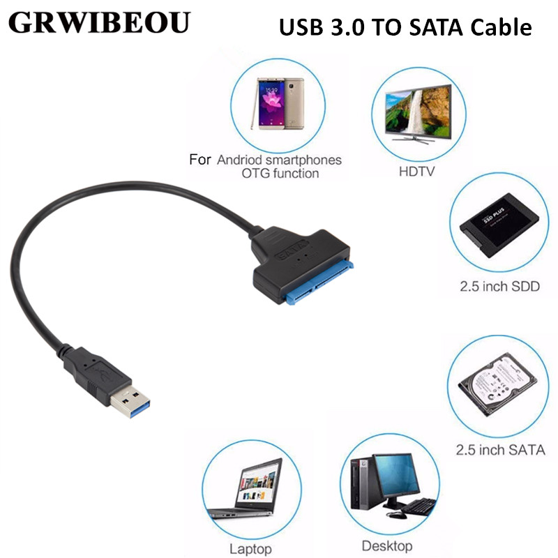 USB 3.0 SATA Cable Sata to USB Adapter Up to 6 Gbps Support 2.5 Inches External SSD HDD Hard Drive 22 Pin Sata III Cable Adapter