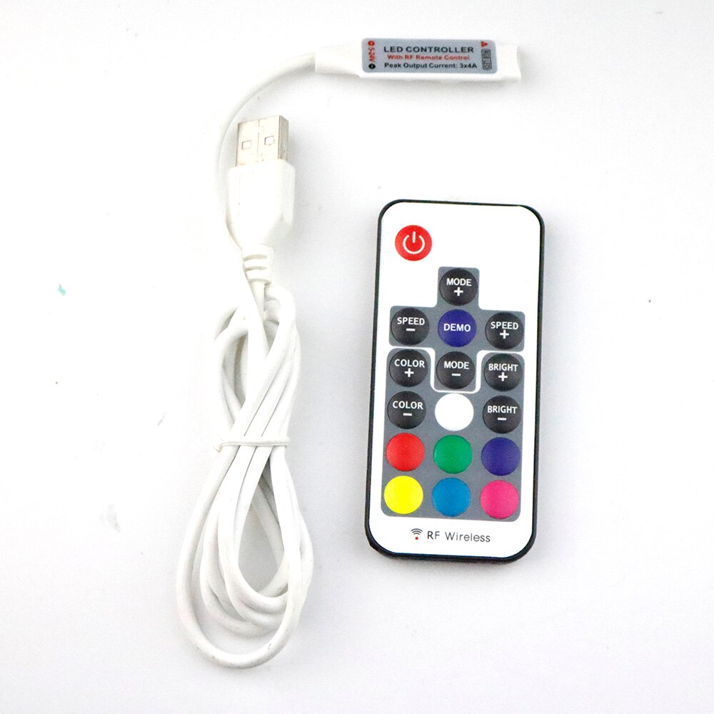 5 v led Controler USB LED RGB RF Wireless Remote 17Key Zwart Wit Kabel Voor 5 v 5050 3528 SMD LED Strip TV Achtergrond Verlichting