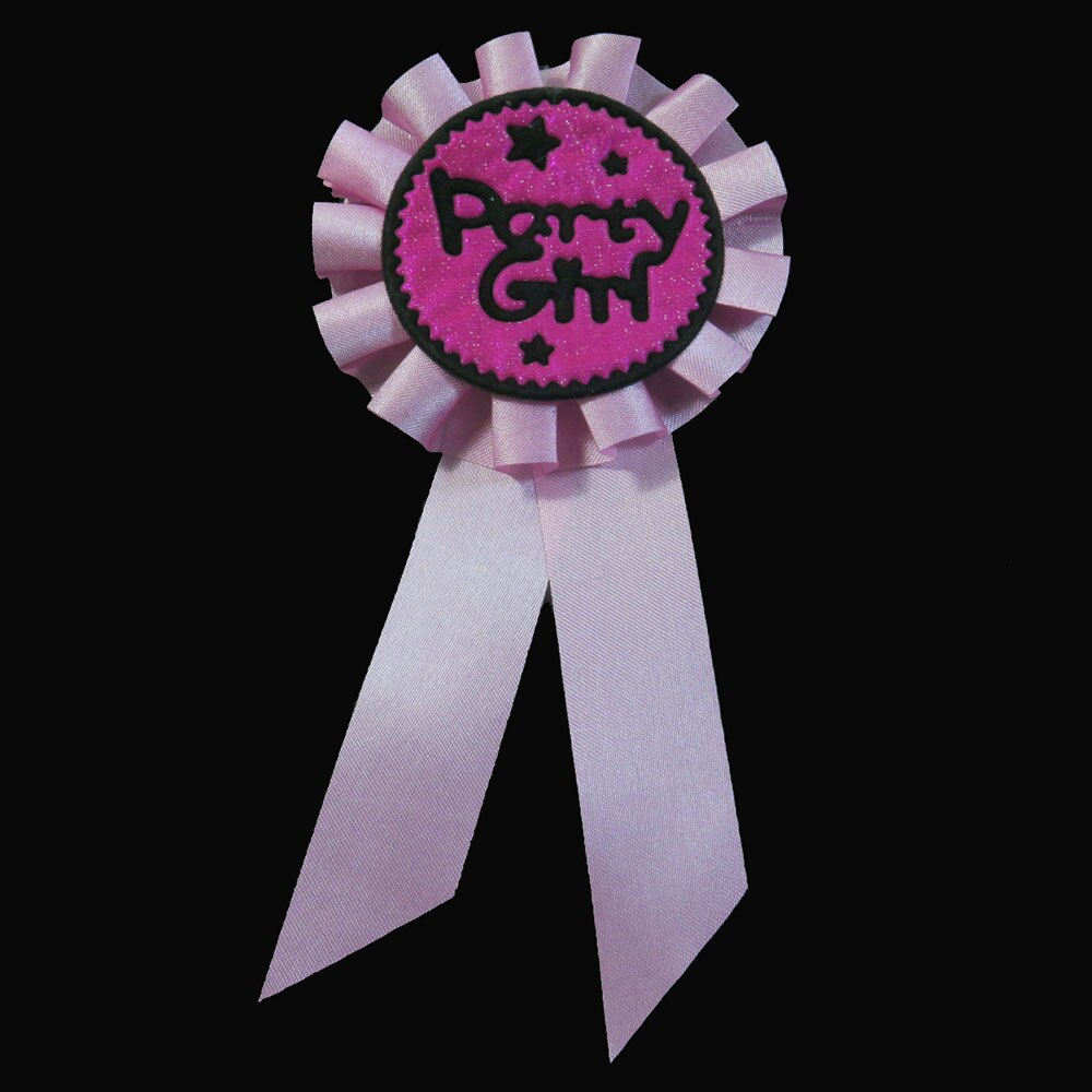 3 stuks lichtroze lint badge glitter roze knoop zwarte opdruk ster bruid aanstaande vrijgezellenfeest broche verjaardag prinses: Ppbroundpartygirl