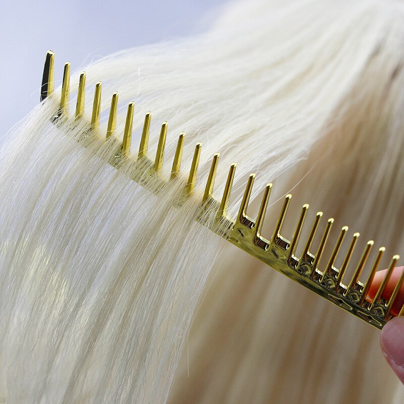 Peine de corte de pelo dorado galvanizado para barbería, peine para cortar Cabello, aceite, para salón, estilo de peluquería, Alta Temperatura