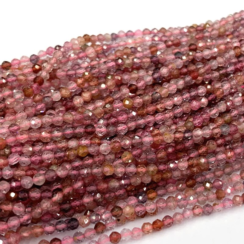 Naturlig ægte spinel spinelle шпинель lyserød lilla flerfarvet facetteret små runde perler 2mm 3mm 06383