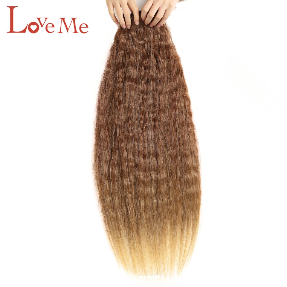 Love Me Afro Kinky Krullend Haar Bundels Extensions Ombre Bruin 28-30 Inch 120G Lang Haar Natuurlijke Synthetische hair Extensions
