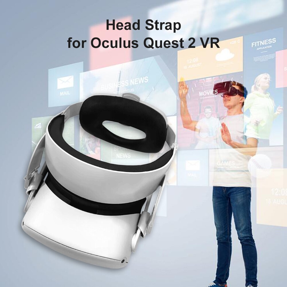 Adjustable Headband for Oculus Quest 2 VR Headset Head Strap with Foam Pad Cushion Replacement for Elite Strap