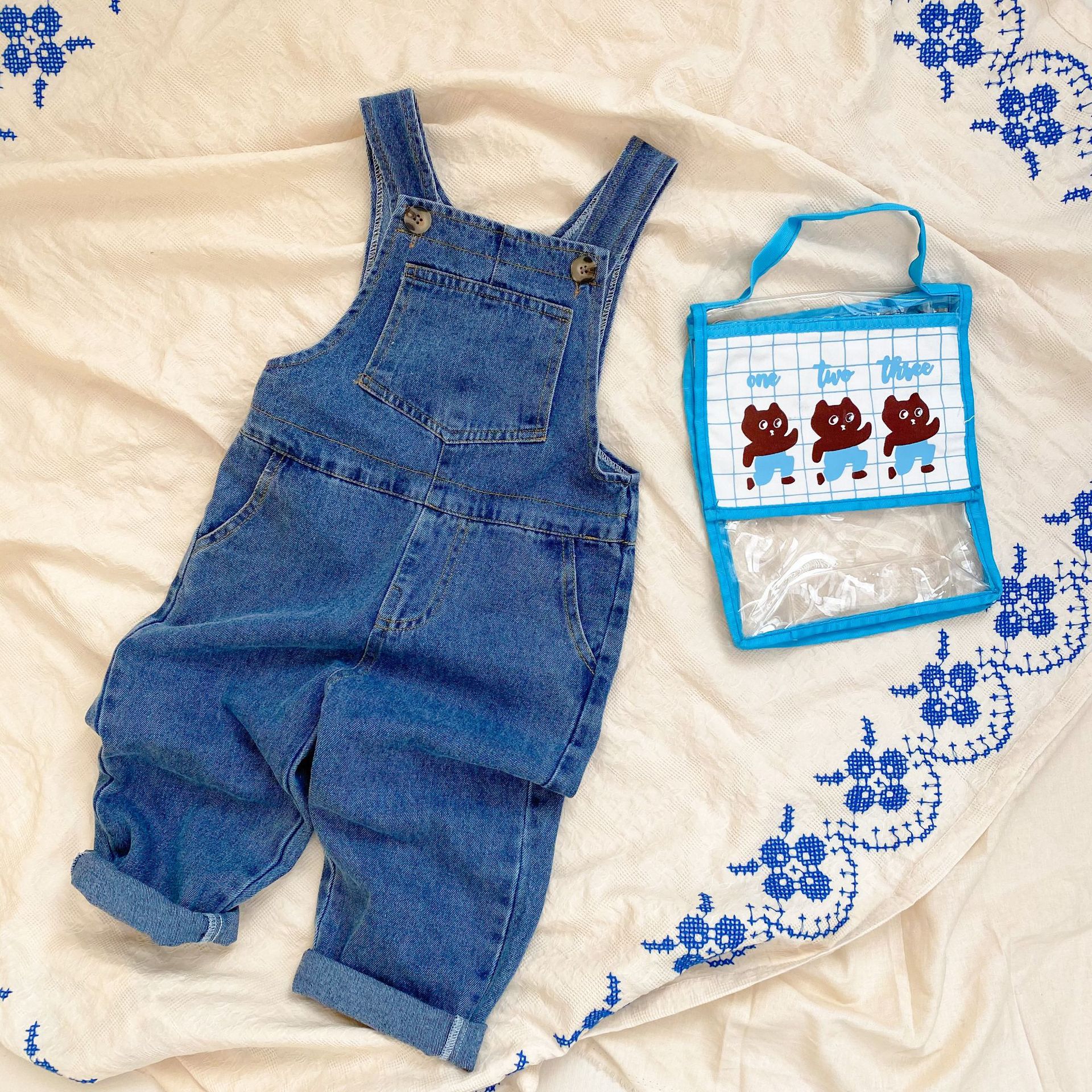 Spring Children Kids Little Girls Denim Overalls Boys Jeans Cotton Denim Baby Girl Jumpsuit Casual Loose Overalls: 6T   130cm