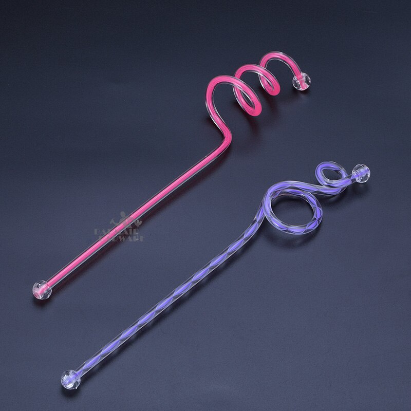 10 stk 23cm/29cm akryl frugtcocktail pick stick ske, spiral mønster bar tedråbe ske cocktail pick piskeris tilfældige farver