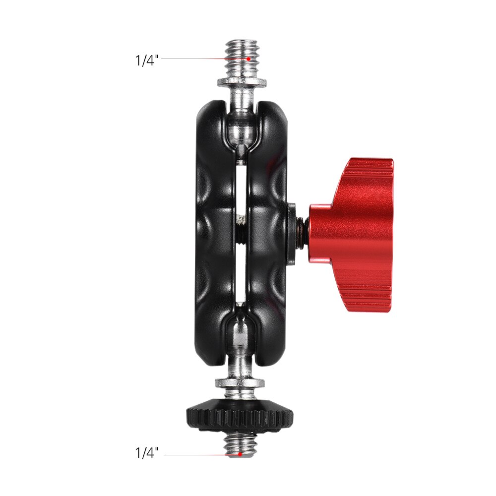 Andoer articulación de fricción Ballhead brazo Cámara Monitor LED Video luz adaptador montaje con 2 cabezas de bola movimiento de inclinación de 180 grados