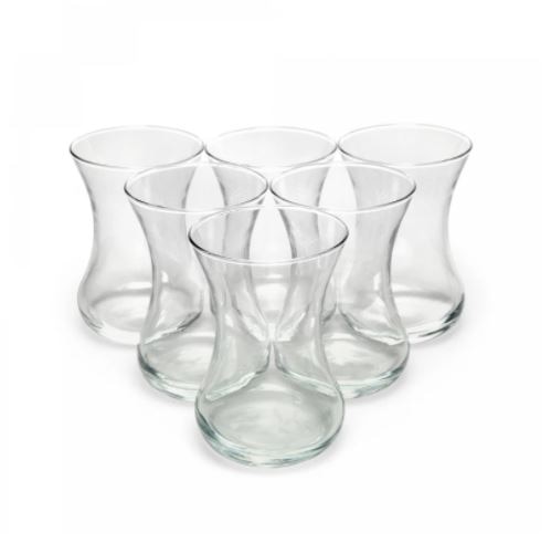 Set  of 6 tunna midja turkiska tekoppar glasögon -5 o klockan presentation tjänar - för sex personer - varje glas 135 cc