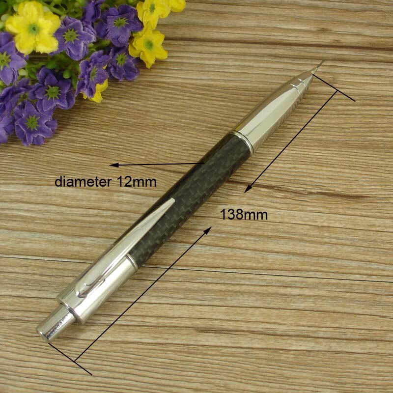 ACMECN Unisex Carbon Fiber Pencil Propelling Push Silver Trim Sketch drawing 0.7mm Mechanical Lead Pencils