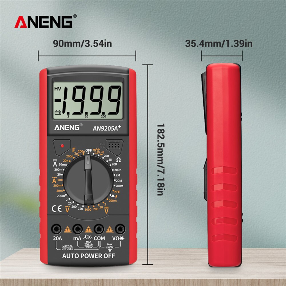LCD Digital Multimeter Voltmeter Amperemeter Kapazität Messung Power Faktor Multi-Funktionale Meter 18x 9x 3,5 cm: Red