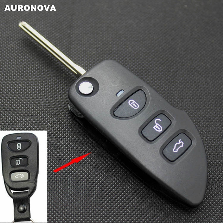 Auriova-carcasa de llave plegable para Kia Carens, funda para mando a distancia del coche, 3 botones, nueva actualización
