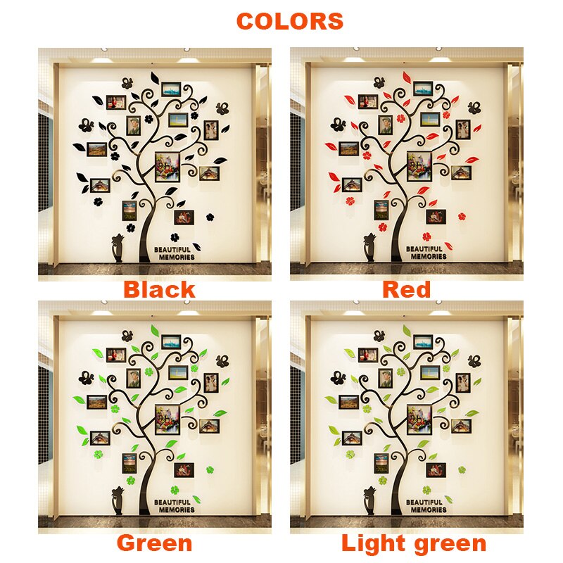 Acrylic 3D Wallpaper Tree Shape Poster Photo Album Frame DIY Wall Stickers For Home Decor Kids Living Room Decoration
