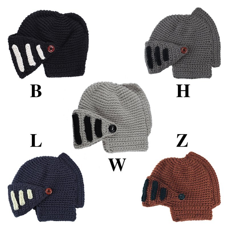 Winter Warm Beanie Hats For Men Knight Helmet Knitted Cap Roman Hat Handmade Gladiator Mask Hat /