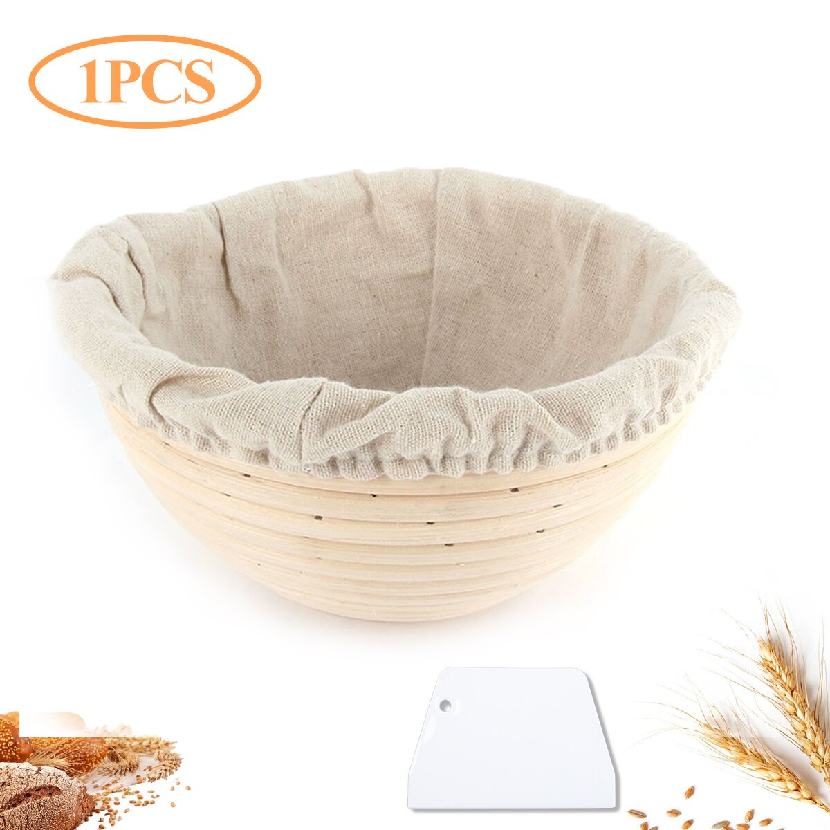 Oval/Round Rattan Bread Proofing Basket With Cover Sourdough Proving Basket Bread Rising Baskets Bakery/Cafe Sales: 1pcs 25x8.5cm