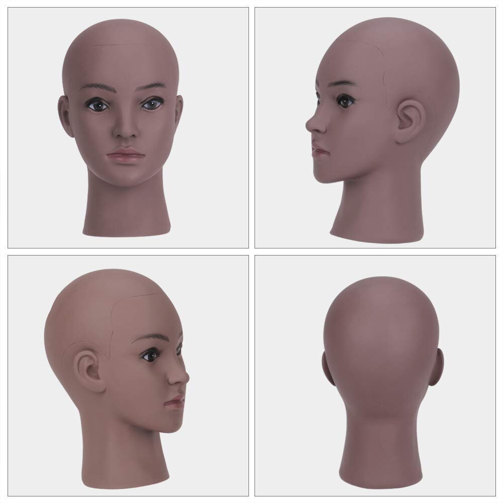 Brown Bald Mannequin Manikin Head Female Hairdressing Cosmetology with Free For Wig Jewelry And Hat Display