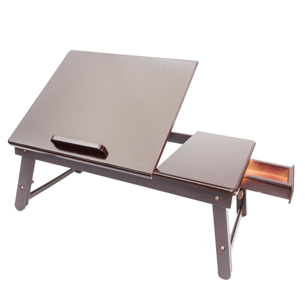 Retro Plain Adjustable Bamboo Lap Desk Tray Dark Coffee