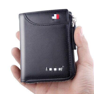 short Men wallets card purse Multifunction organ leather wallet for male zipper wallet with coin pocket: A