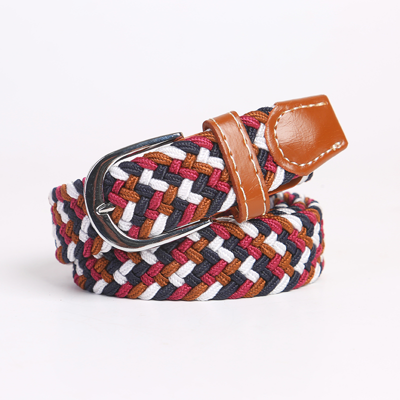 2.5 cm x 100cm universal nålespænde bælte til mænd og kvinder elastiske jeansbælter til unge studerende vævet kanvas tynd linning: Blomme