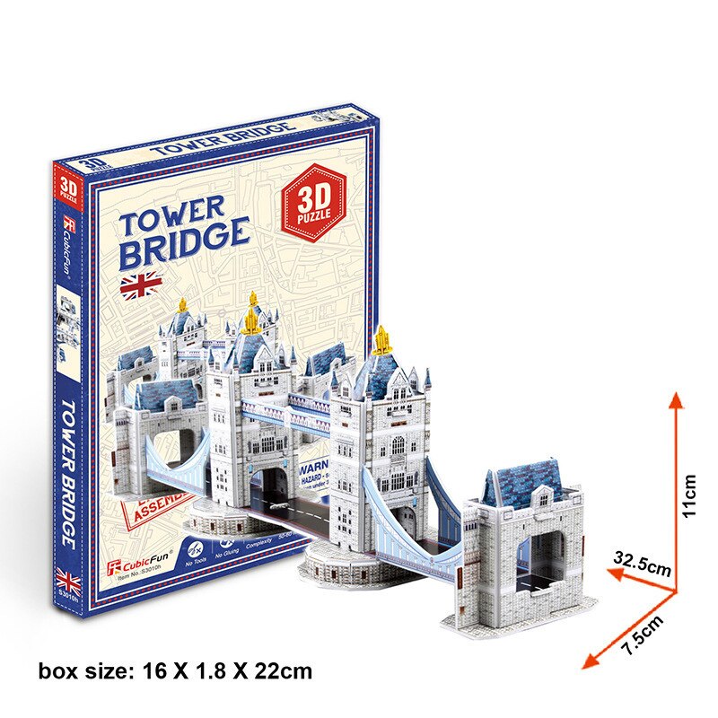 3D Puzzle di Carta Parola Edifici Famosi Torre Eiffel Puzzle Assemblato Modello FAI DA TE Giocattoli Educativi Per I Bambini Regali per Adulti: London twin Bridge