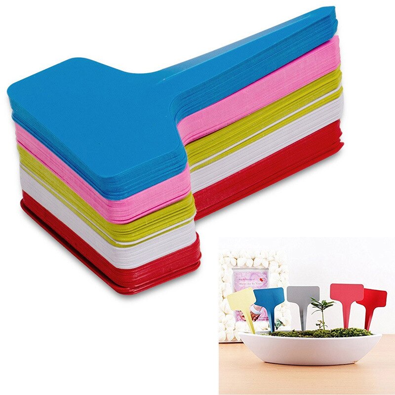 50 Pcs T-shaped Waterproof Plastic Plant Labels Tags Markers Garden Nursery Herbs Flowers Colorful Lables Garden Supplies