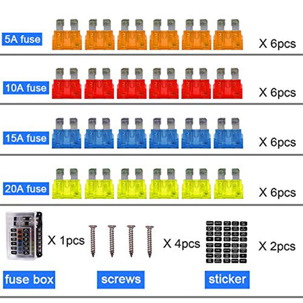 Fuse Box Blade Fuse Block Holder Screw Nut Terminal Independent Positive Negative Pole LED Indicator Fuse Box