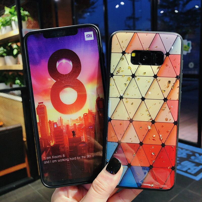 TRISEOLY luksusowe brokat złoty folia kolorowe trójkąt Case do Samsung Galaxy S8 S9 S10 Plus M10 M20 Note8 9 moda miękkie etui z termoplastycznego poliuretanu