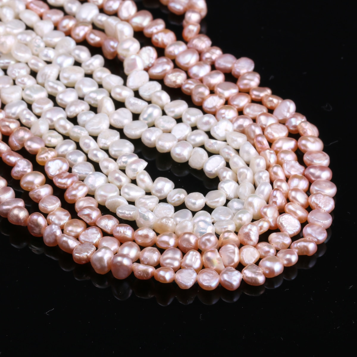 Natural Freshwater Pearl Two-Sided Light White And Pink Pearls Beads Making For Jewelry Bracelet Necklace Accessories Size 3-4mm