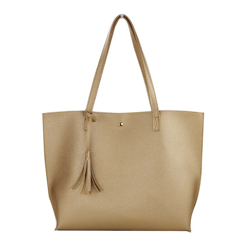 Mode Grote Capaciteit Vrouwen Schoudertassen Tassel Tote Handtas Boodschappentas Groene Bakken Vrouwen Tas: Goud