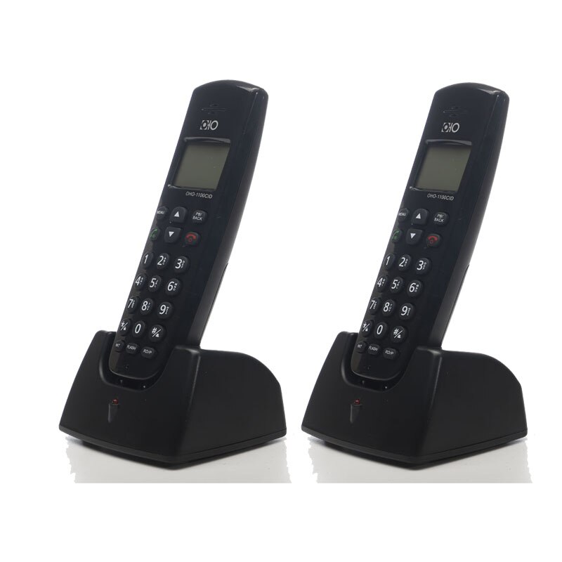 16 Language Digital Cordless Fixed Telephone With Call ID Handsfree Mute LED Screen Wireless Phone For Home Office: Two handsests