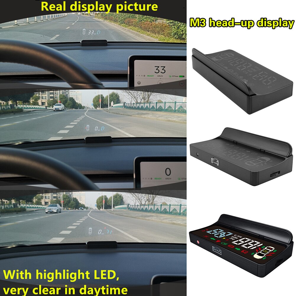 M3 OBD II 2 M3 Head-up Display Car HUD Car Speed Electric Door Gear for Tesla Model 3 Head Up Display Overspeed Warning System​