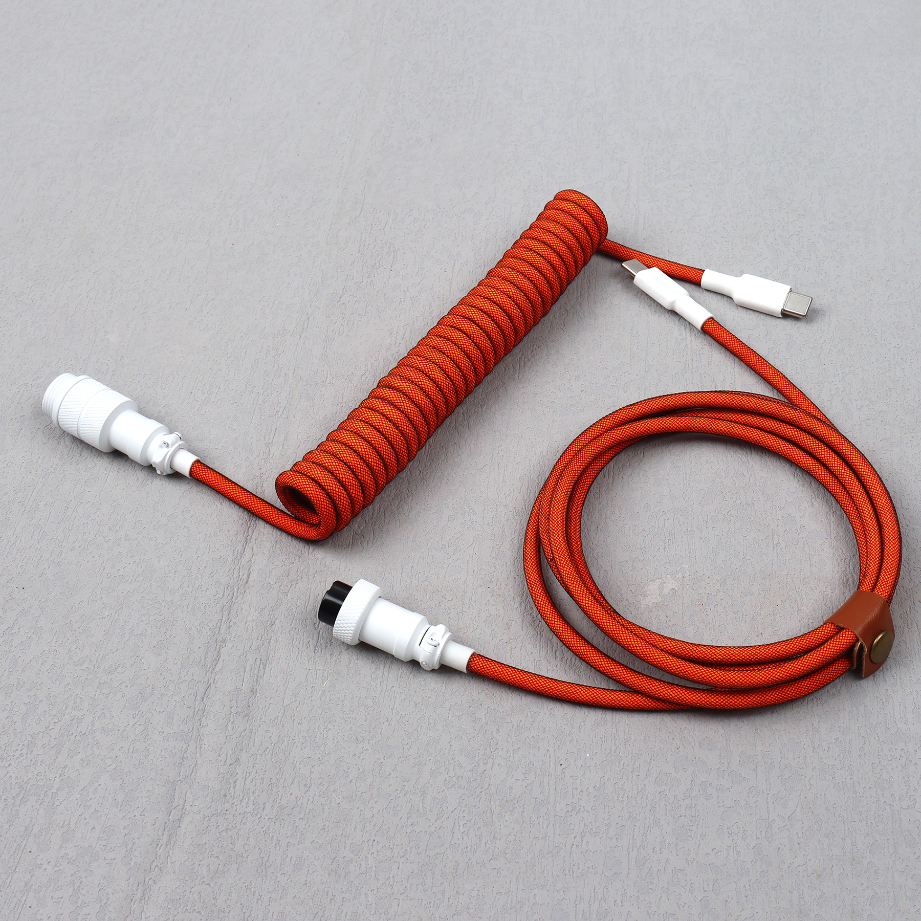 Cable en espiral estilo C a C, teclado mecánico tipo C, Cable de datos Usb C, conector de aviación para ordenador de escritorio de aviador GX16: Verde militar