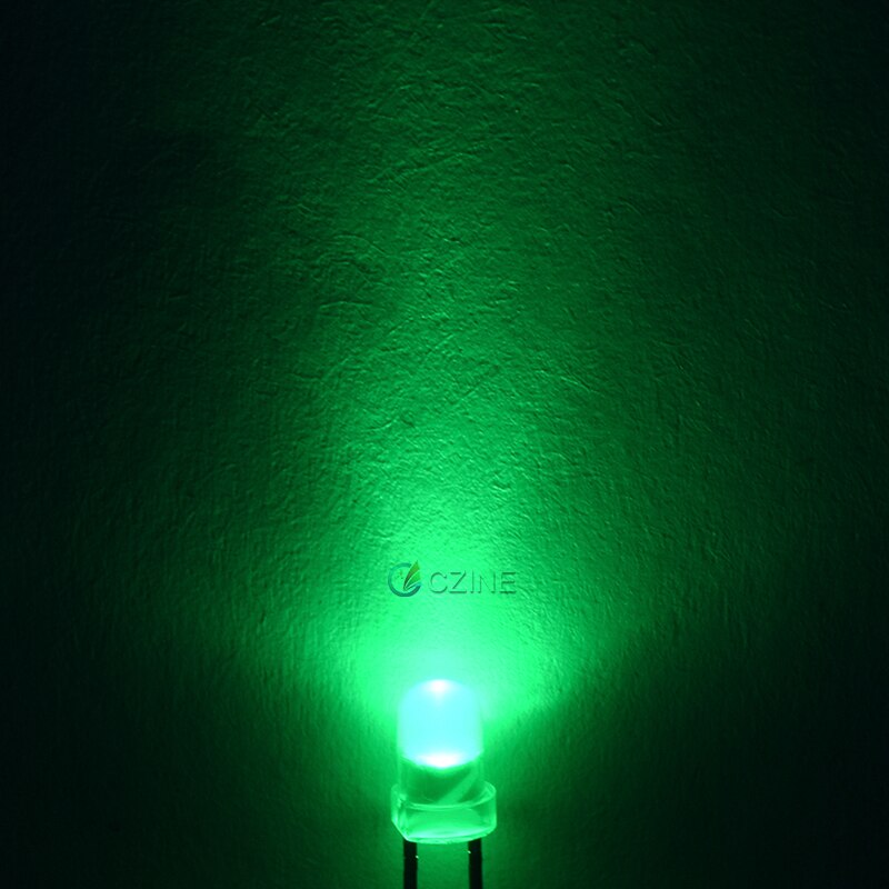 1000pcs/bag Czinelight Color Lens Emitting Light Bead 3mm Led Diode Red Yellow Blue Green Orange White: Green