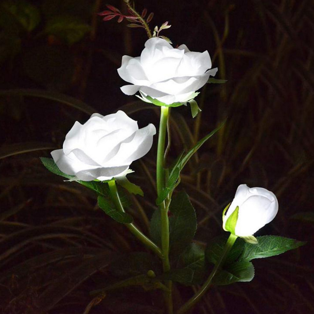 3LED Solar Rose Bloem Licht Waterdicht Tuin Landschap Lamp Outdoor Gazon Lamp Thuis Decoratieve Bloem Night Lights: White